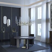 Contemporary dining table MOONoakglassmetal base