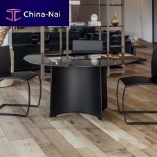 Contemporary table Butterflyglasssheet metal baseleather base