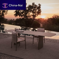 Contemporary dining table LUCCAceramicaluminum baserectangular
