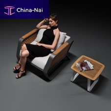 Contemporary side table WINGteakaluminum basesquare