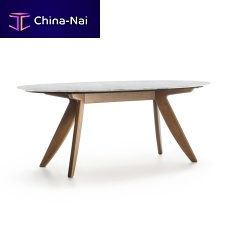 Contemporary dining table RINGtempered glassmarbleash base