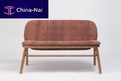 Contemporary upholstered bench LANAfabricsolid woodwith backrest