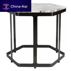 Contemporary side table L12marblemetal basehexagonal