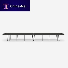 Contemporary table Plat-O Flat-Oval 20sintered stoneDekton®stainless steel base