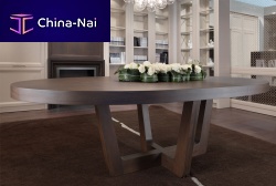 Contemporary table DUSEwalnutwalnut baseoval
