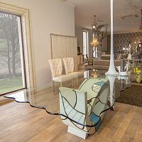 Contemporary dining table GAUDIglasslacquered wood baserectangular