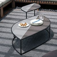 Contemporary side table LEAF 001enameled sandstonesandstonelacquered stainless steel base