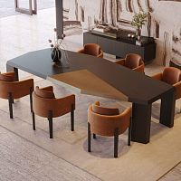 Contemporary dining table Escarpawood veneerbrass basecustom