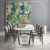 Contemporary dining table Obioakwood veneersmoked glass