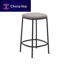 Contemporary bar stool Santwood veneerfabricmetal base