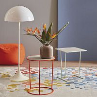 Contemporary side table Costance Rotondoleathermelaminesteel base