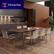 Contemporary table PORTOFINO aluminumHPLrope