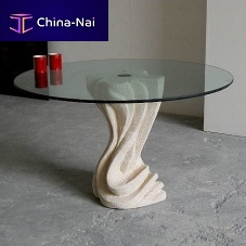 Contemporary dining table Essenzacrystalstone baseround