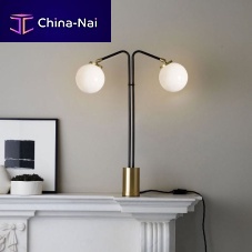 Table lamp ARRAY TWINmetalopalescent glasscontemporary