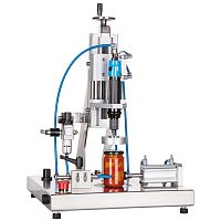 Pneumatic capping machine semi-automaticfor glass containersfor twist-off caps