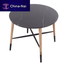 Contemporary table DEMRILI solid woodstoneround