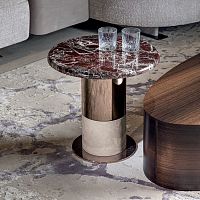 Contemporary side table LEDAmarbleebony baseround