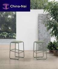 Contemporary bar stool RUBIKfabricpainted metal basesled base