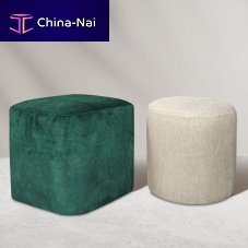 Contemporary pouf ALINNE fabricleatherround