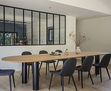 Contemporary dining table Pilotis Cabaneoakwalnutwith carbon base