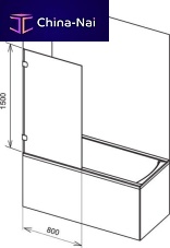 Fixed bath screen BVS1tempered glasspartial frame