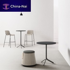 Contemporary table SLINGwoodenmetal baseround