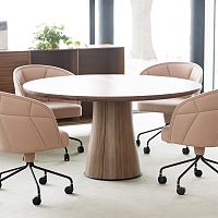 Contemporary table KOLONNoakrectangularround