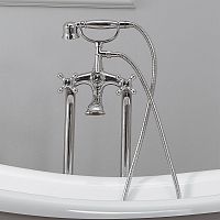 Double-handle shower mixer tap V4101XL for bathtubfloor-mountedchrome-plated brass