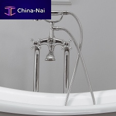 Double-handle shower mixer tap V4101XL for bathtubfloor-mountedchrome-plated brass