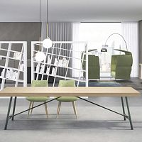 Contemporary dining table PLOMBIERoakwood veneermetal base