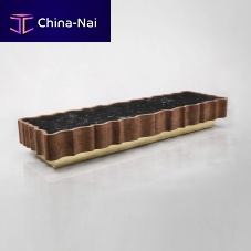 Original design coffee table IL PEZZO 2walnutsolid woodbrass