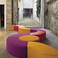 Modular upholstered bench NESOScontemporaryfabricround