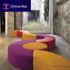 Modular upholstered bench NESOScontemporaryfabricround