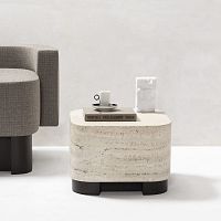 Contemporary side table marblewalnut basesquare