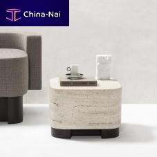 Contemporary side table marblewalnut basesquare