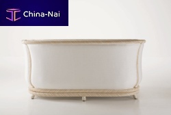 Traditional sofa MARLENE fabricwhiterattan