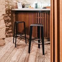 Contemporary bar stool PLY plywoodbentwoodchrome steel base