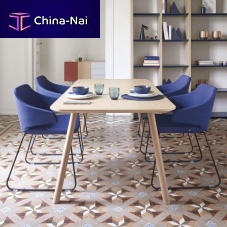 Contemporary dining table Layerswoodenoak basesolid wood base