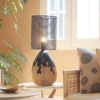 Table lamp SCULPTEDsolid woodcontemporarywireless