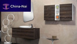 Wall-hung washbasin cabinet V52solid woodcontemporarywith drawers