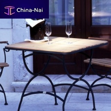 Contemporary table POLARteakmetal basesquare