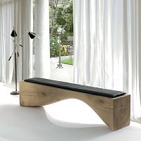 Contemporary bench CURVEsolid woodcedarwithout backrest
