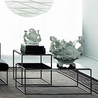 Contemporary coffee table ILEglassHPLstainless steel base