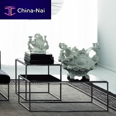 Contemporary coffee table ILEglassHPLstainless steel base