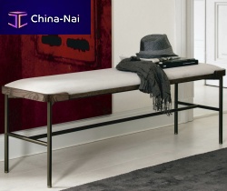 Scandinavian design upholstered bench ASTOLfabricmetal basewalnut