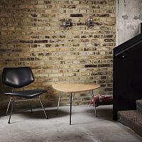 Organic design side table VL1310wood veneerlinoleumlacquered metal steel base