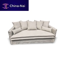 Contemporary sofa Cartagenelinenbeigesolid wood