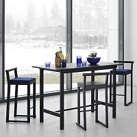 Contemporary high bar table PARTYoakpolished stainless steel baserectangular