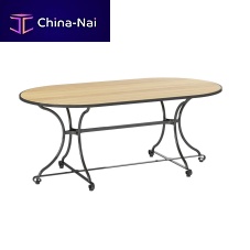 Traditional table FONTENAYteaksteel baseoval