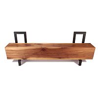 Contemporary bench ANDIRON American walnutsteelwithout backrest